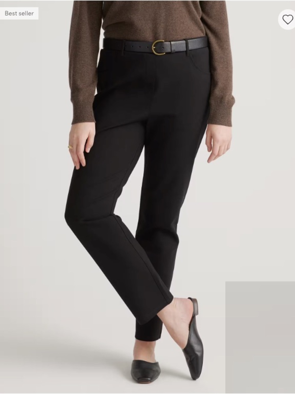Quince Ultra-Stretch Ponte Straight Leg 4-Pocket Pants Black